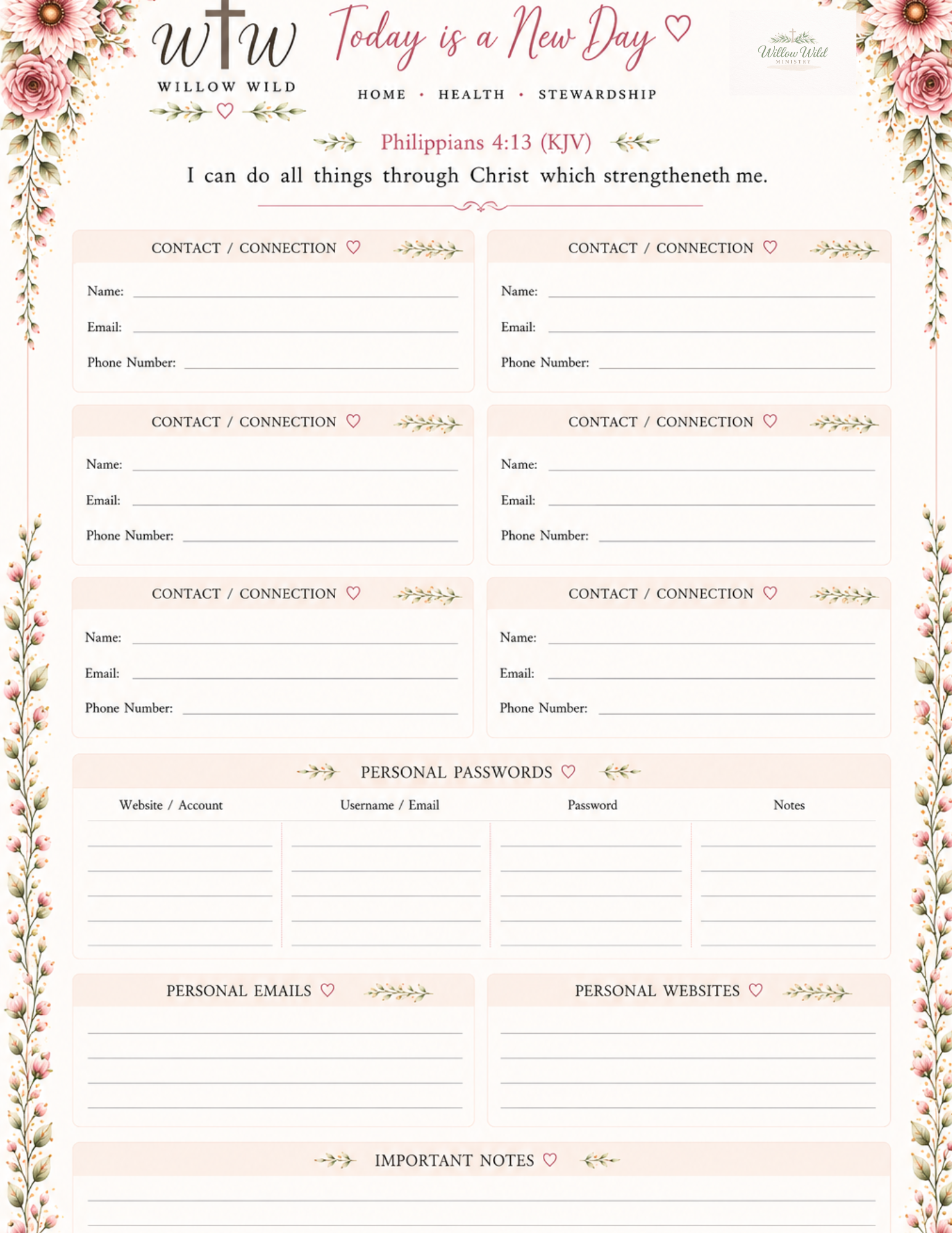 Willow Wild Volume One-90- Day, Faith, Business, & Home, Digital, Planner