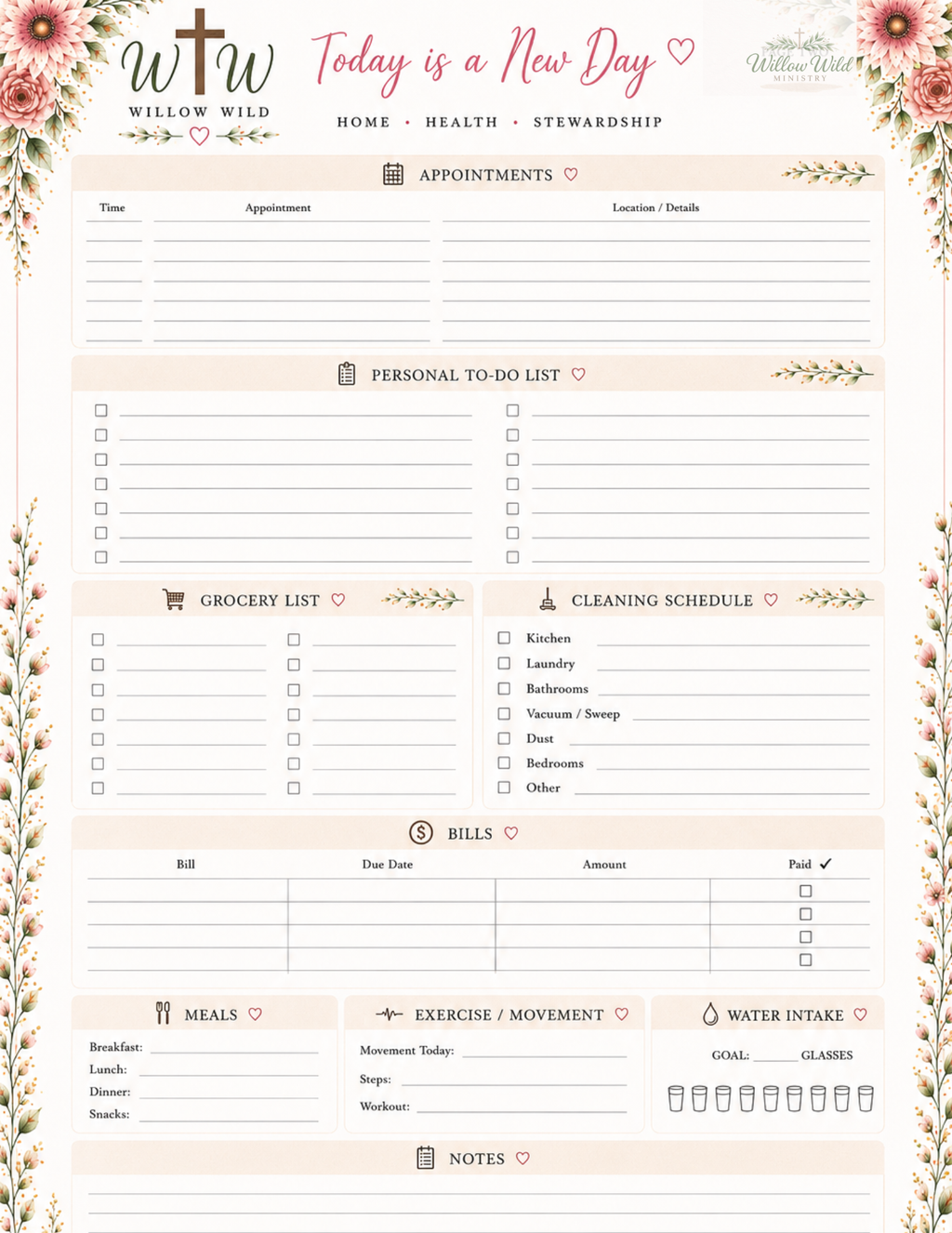 Willow Wild Volume One-90- Day, Faith, Business, & Home, Digital, Planner