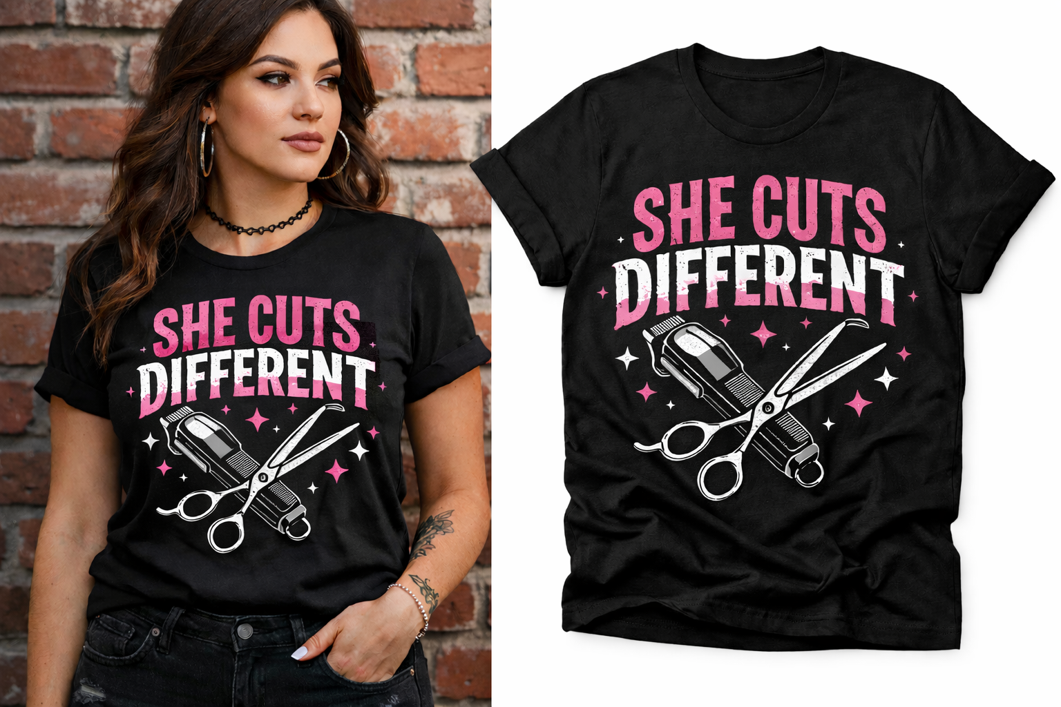 She cuts different tee