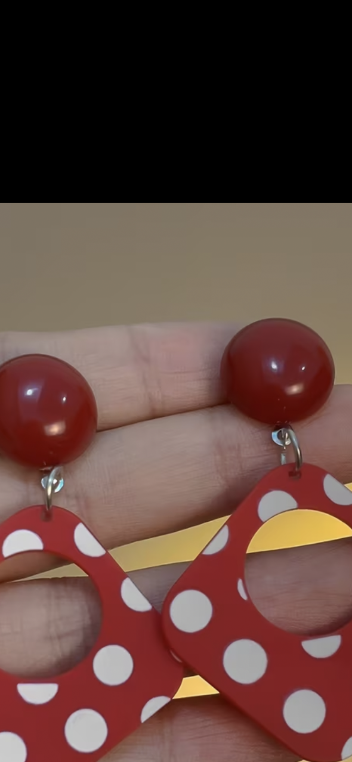 Red and white polka dot earrings